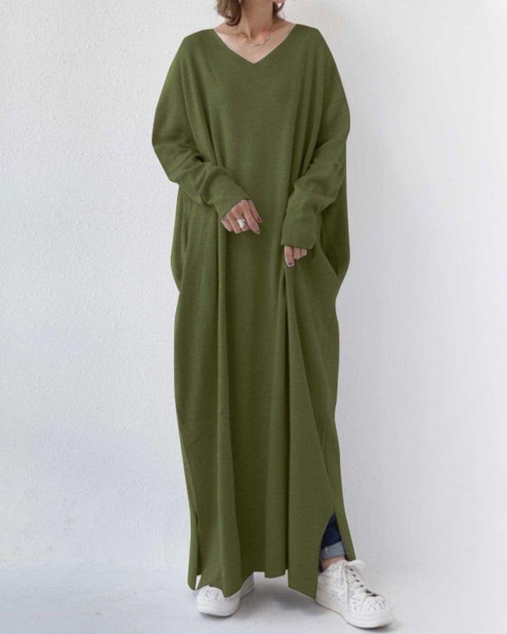 Eudora - Elegant Casual V-Neck Dress