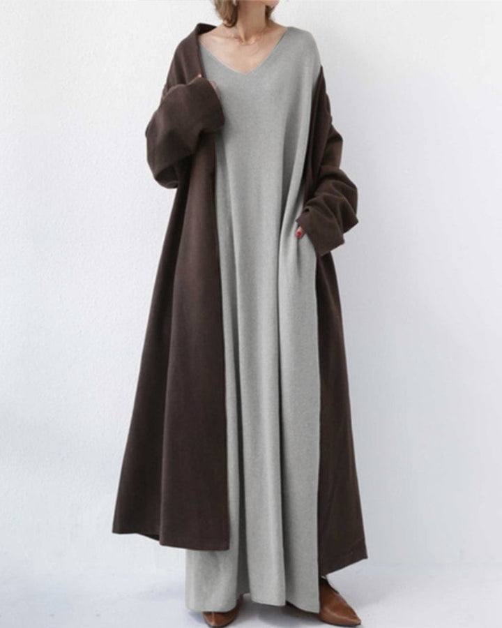 Eudora - Elegant Casual V-Neck Dress