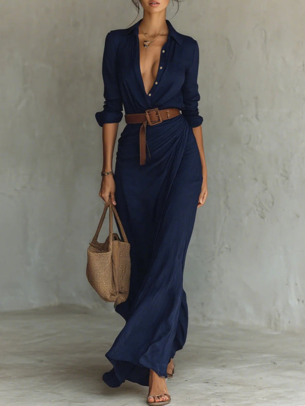 Dominique - Elegant Casual Shirt Dress