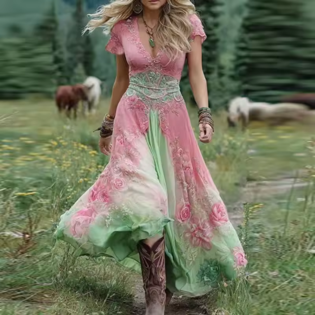 Amirae - Elegant Casual Floral Dress